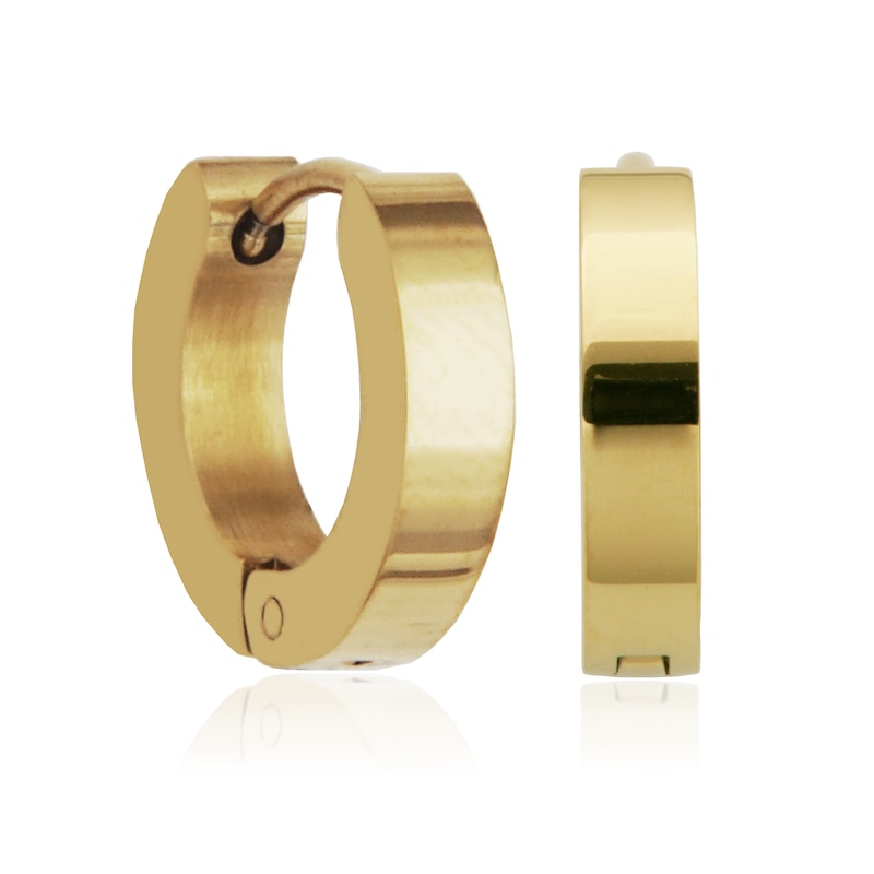 Huggie Hoop Earrings in Stainless Steel with Yellow Ion Plate - 13.0mm