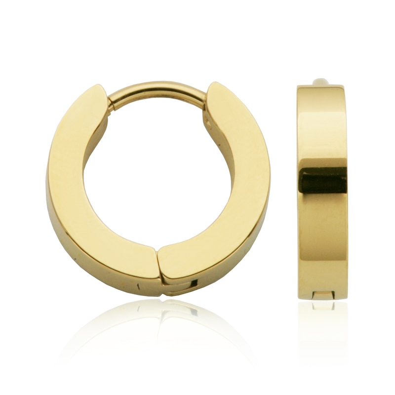 Huggie Hoop Earrings in Stainless Steel with Yellow Ion Plate - 13.0mm