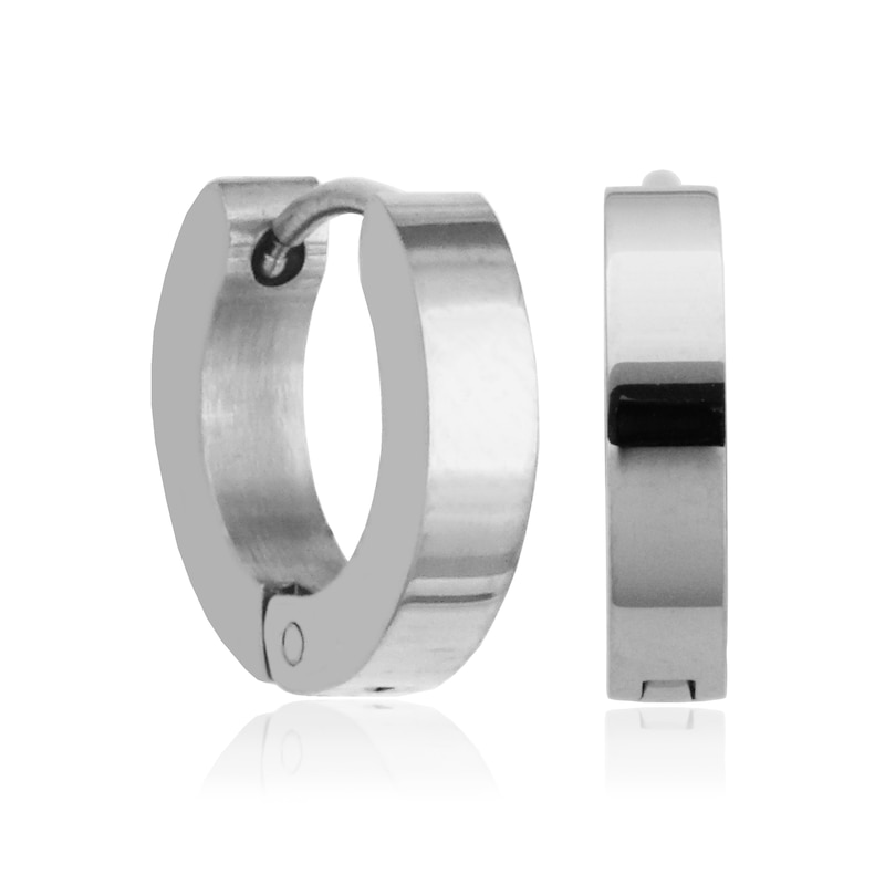 Huggie Hoop Earrings in Stainless Steel - 13.0mm