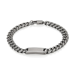 Matte ID Curb Chain Bracelet in Stainless Steel - 8"