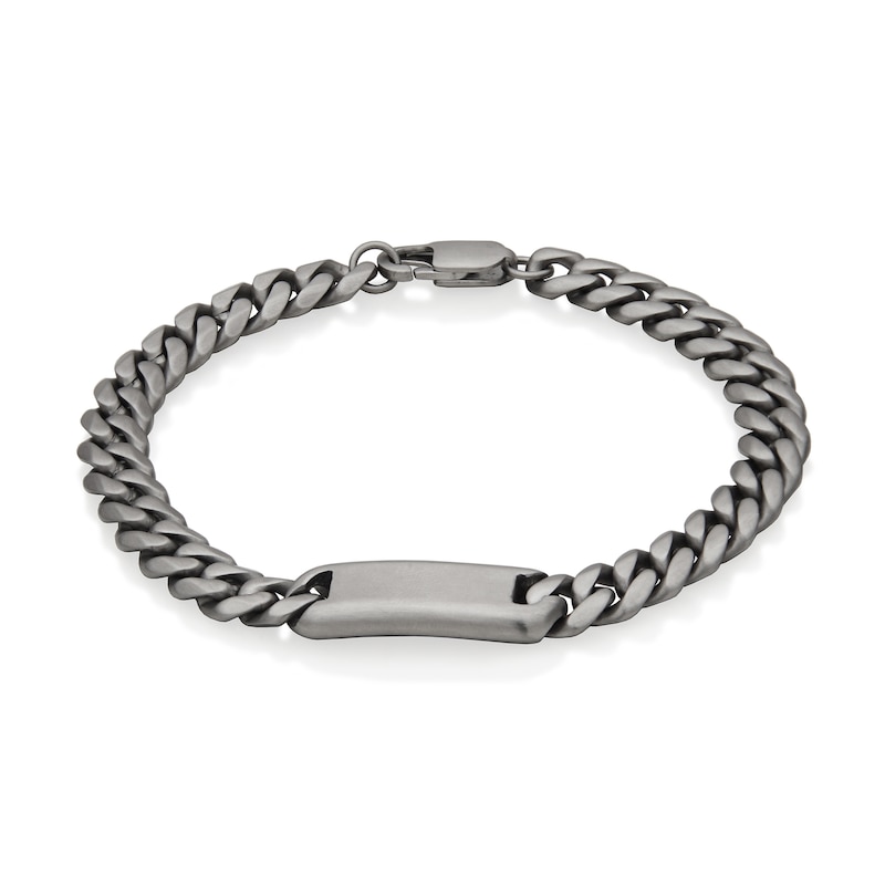 Matte ID Curb Chain Bracelet in Stainless Steel - 8"
