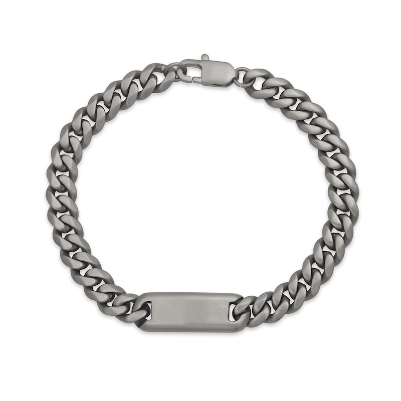 Matte ID Curb Chain Bracelet in Stainless Steel - 8"
