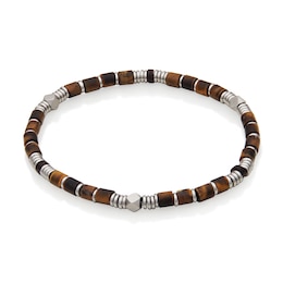 4.5mm Tiger's Eye Bead Bracelet in Stainless Steel - 8"