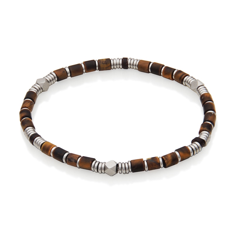 4.5mm Tiger's Eye Bead Bracelet in Stainless Steel - 8"