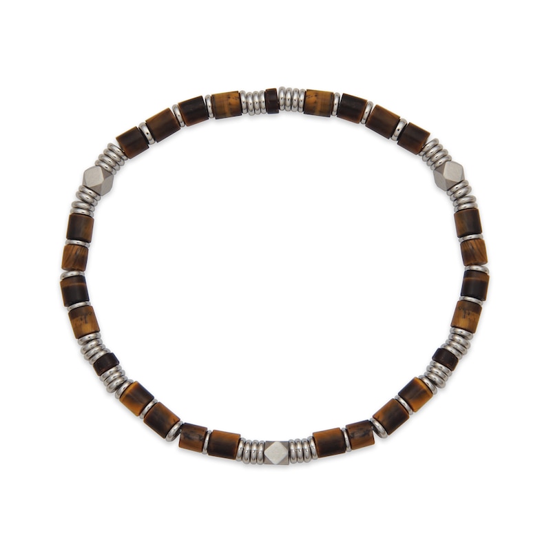 4.5mm Tiger's Eye Bead Bracelet in Stainless Steel - 8"