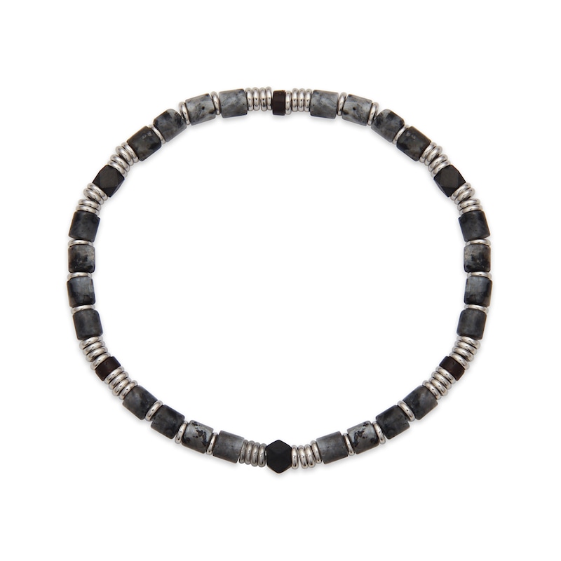 4.5mm Gray Labradorite Bead Bracelet in Stainless Steel - 8"