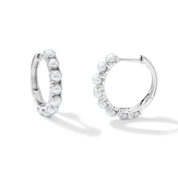 2.5-3.0mm Cultured Pearl Hoop Earrings in Sterling Silver