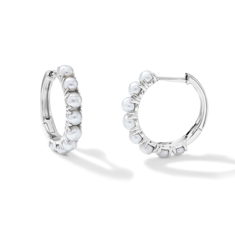 Main Image 1 of 2.5-3.0mm Cultured Pearl Hoop Earrings in Sterling Silver
