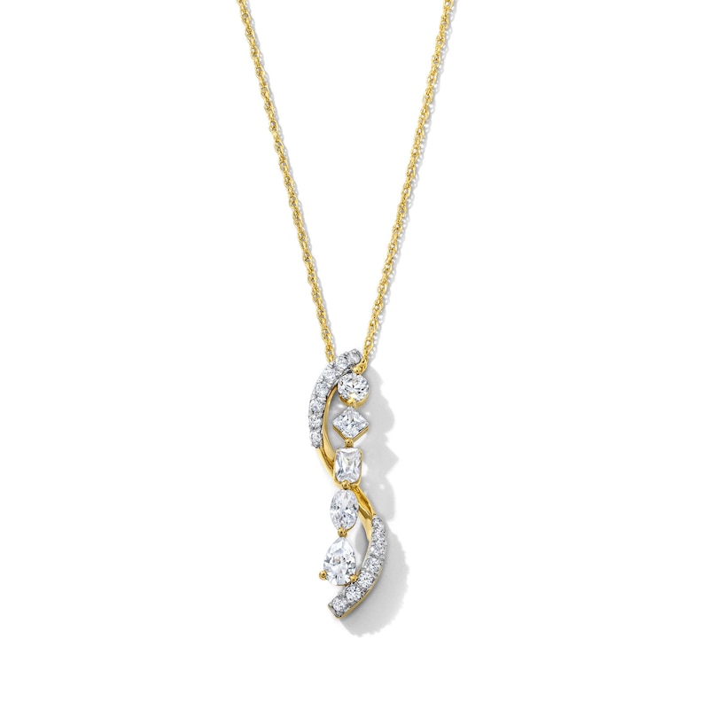 0.70 CT. T.W. Multi-Shape Lab-Grown Diamond Swirl Necklace in 10K Gold (F/SI2) - 18"