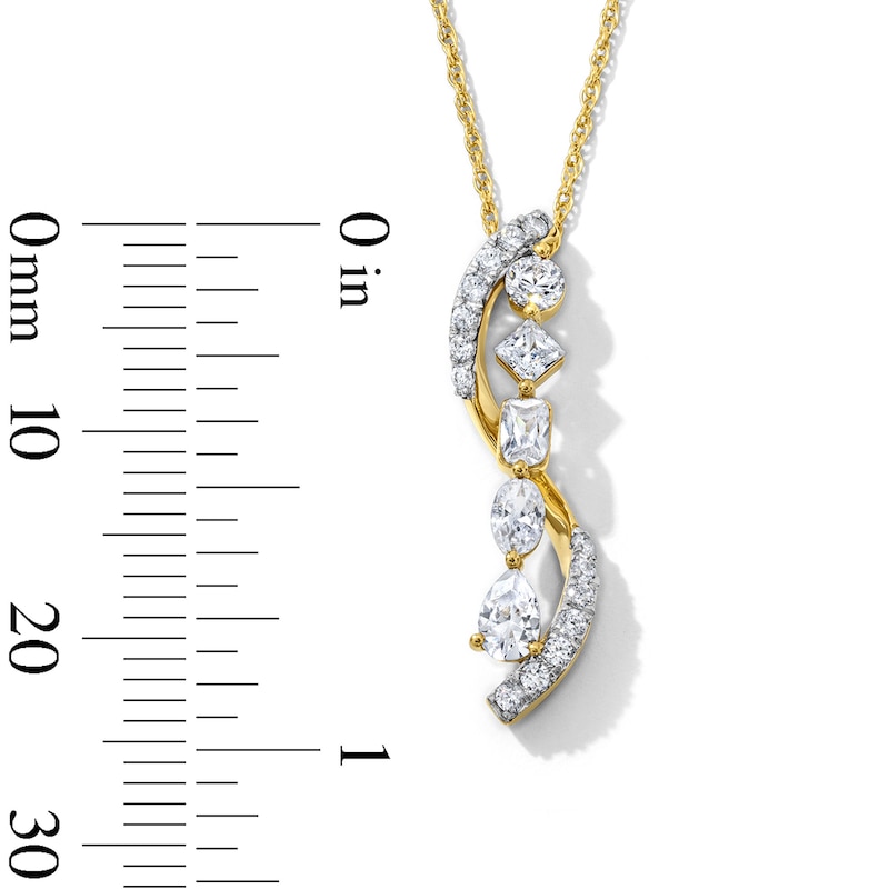 0.70 CT. T.W. Multi-Shape Lab-Grown Diamond Swirl Necklace in 10K Gold (F/SI2) - 18"