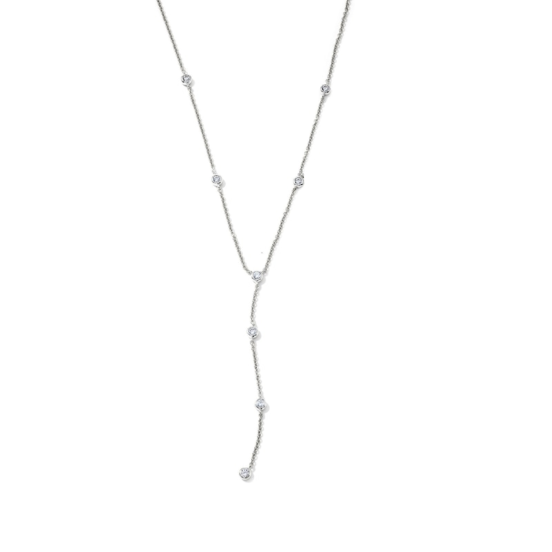 0.30 CT. T.W. Lab-Grown Diamond Station Y-Drop Necklace in Sterling Silver (F/SI2) - 16.3"