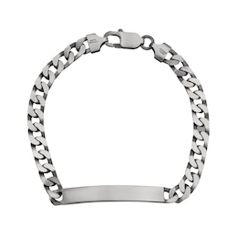 6.1mm Flat Curb Chain ID Bracelet in Oxidized Stainless Steel - 8.25"
