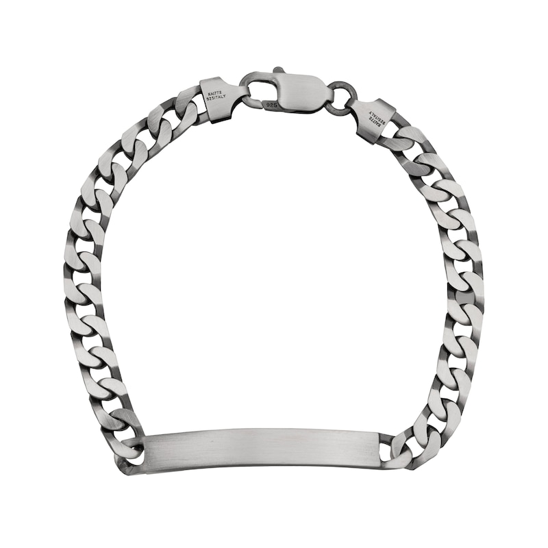 6.1mm Flat Curb Chain ID Bracelet in Oxidized Stainless Steel - 8.25"