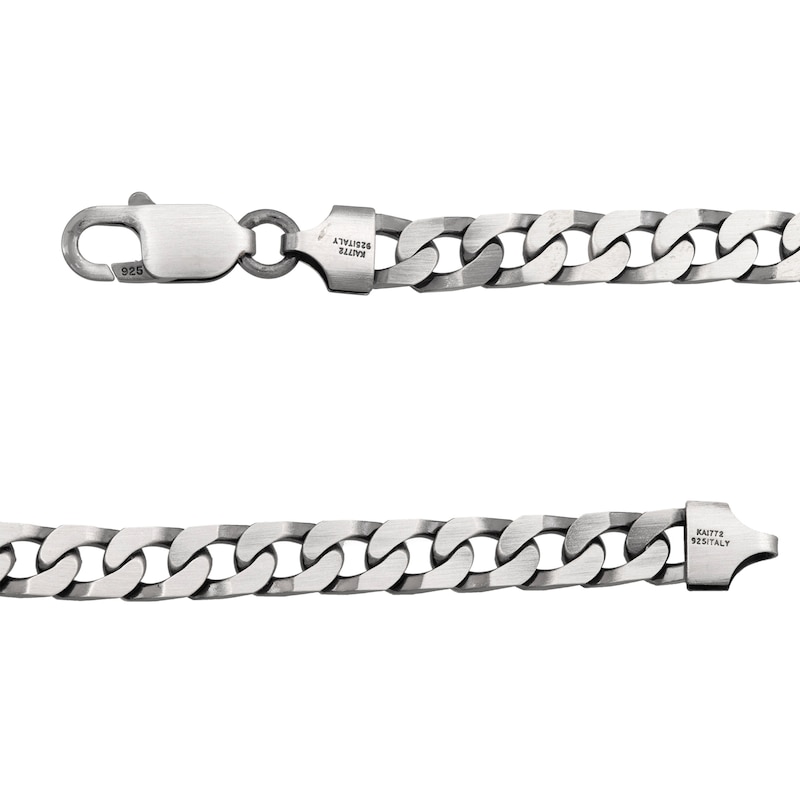 6.1mm Flat Curb Chain ID Bracelet in Oxidized Stainless Steel - 8.25"