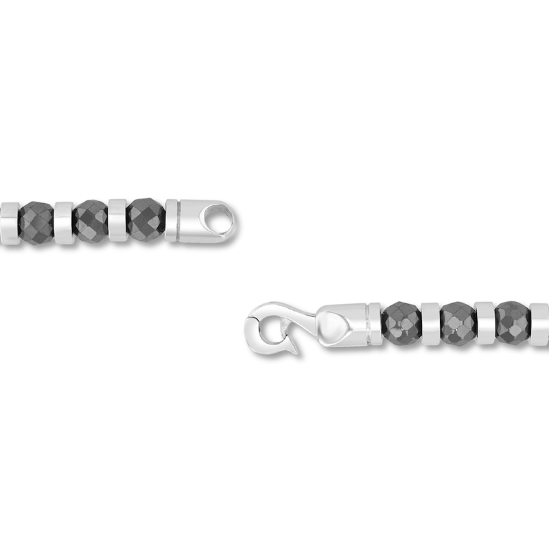 6.0mm Black Hematite Bead Bracelet in Stainless Steel - 8.5"