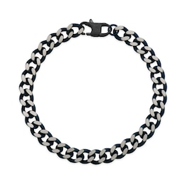 7.5mm Curb Chain Bracelet in Stainless Steel with Blue Ion Plate - 8.5"