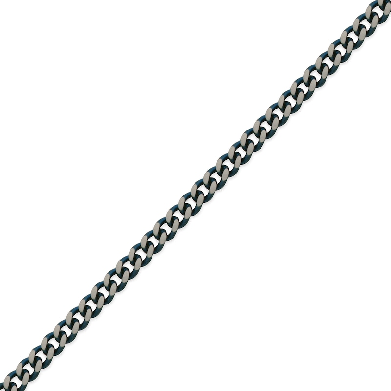 7.5mm Curb Chain Bracelet in Stainless Steel with Blue Ion Plate - 8.5"