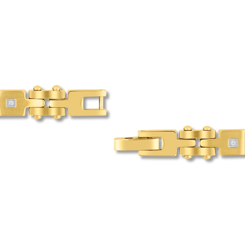 0.10 CT. T.W. Diamond Square Link Bracelet in Stainless Steel with Yellow Ion Plate - 8.5"