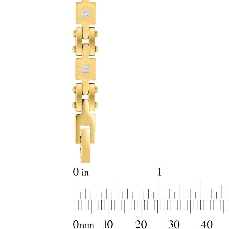 0.10 CT. T.W. Diamond Square Link Bracelet in Stainless Steel with Yellow Ion Plate - 8.5"