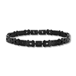 0.10 CT. T.W. Black Diamond Square Link Bracelet in Stainless Steel with Black Ion Plate - 8.5"