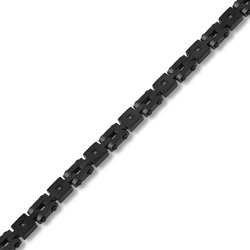 0.10 CT. T.W. Black Diamond Square Link Bracelet in Stainless Steel with Black Ion Plate - 8.5"