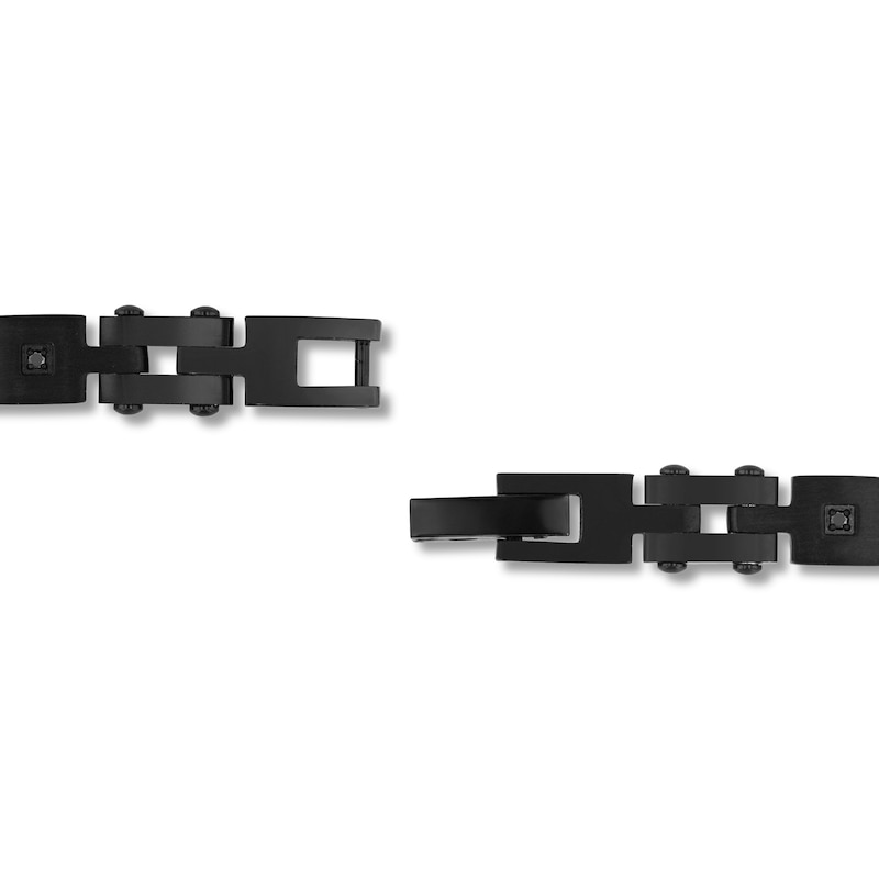 0.10 CT. T.W. Black Diamond Square Link Bracelet in Stainless Steel with Black Ion Plate - 8.5"