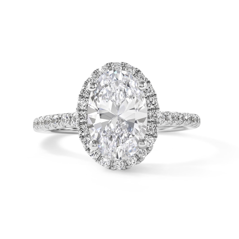 2.50 CT. T.W. Certified Oval Lab-Grown Diamond Frame Engagement Ring 14K White Gold (F/VS2)