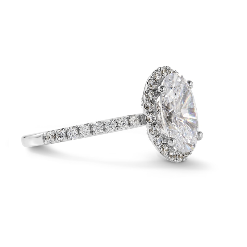 2.50 CT. T.W. Certified Oval Lab-Grown Diamond Frame Engagement Ring 14K White Gold (F/VS2)