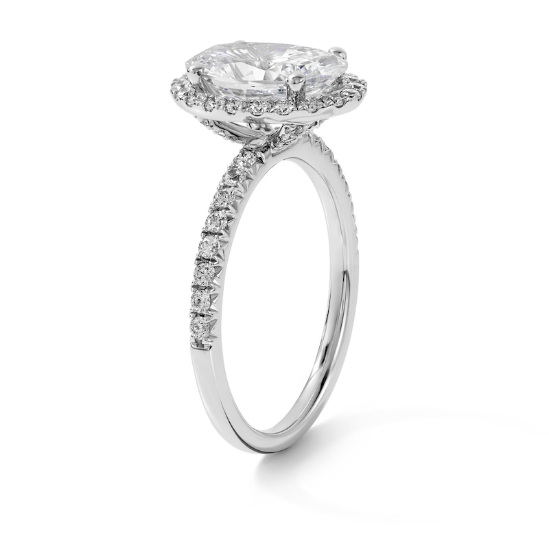 2.50 CT. T.W. Certified Oval Lab-Grown Diamond Frame Engagement Ring 14K White Gold (F/VS2)