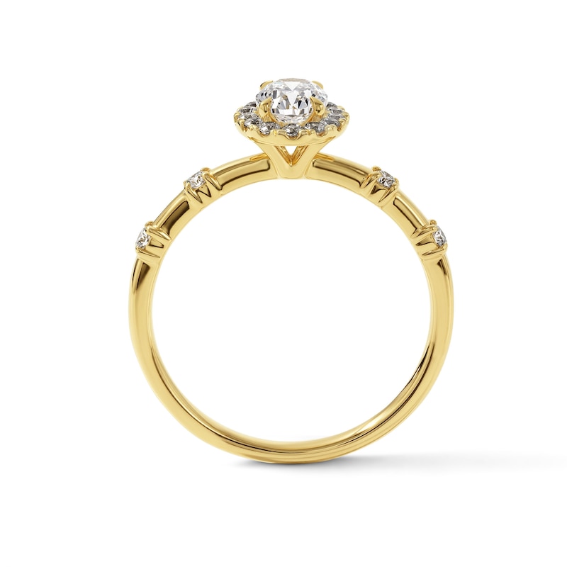 0.70 CT. T.W. Oval-Cut Diamond Frame Engagement Ring 14K Gold