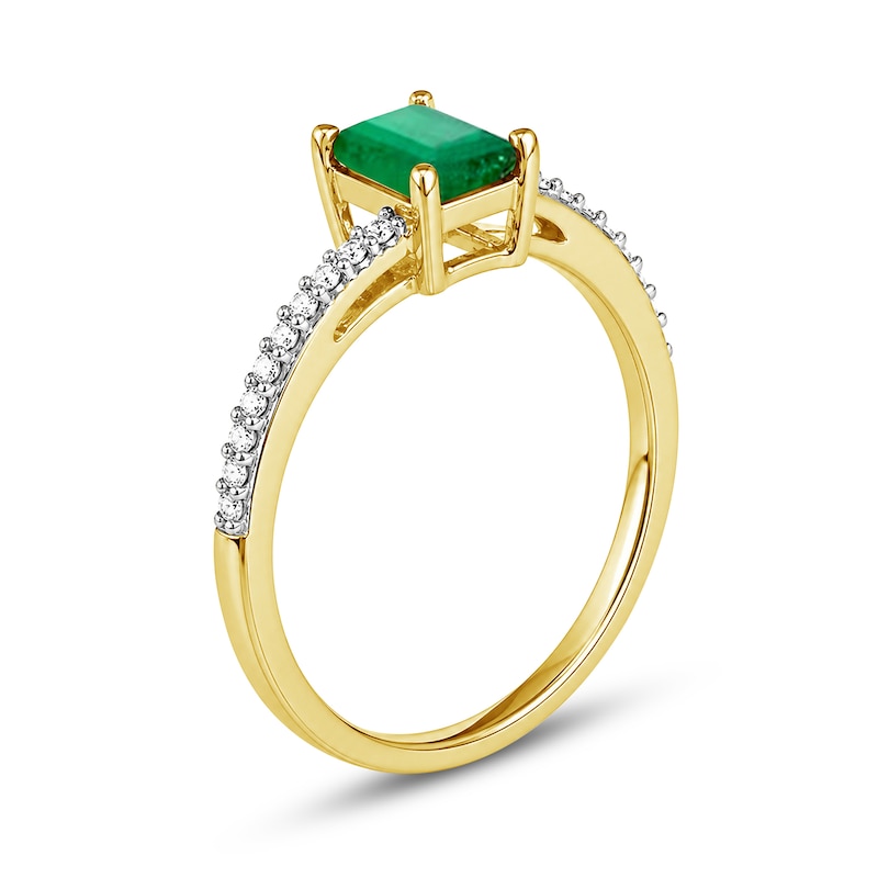 Emerald-Cut Emerald and 0.065 CT. T.W. Diamond Bypass Ring 10K Gold
