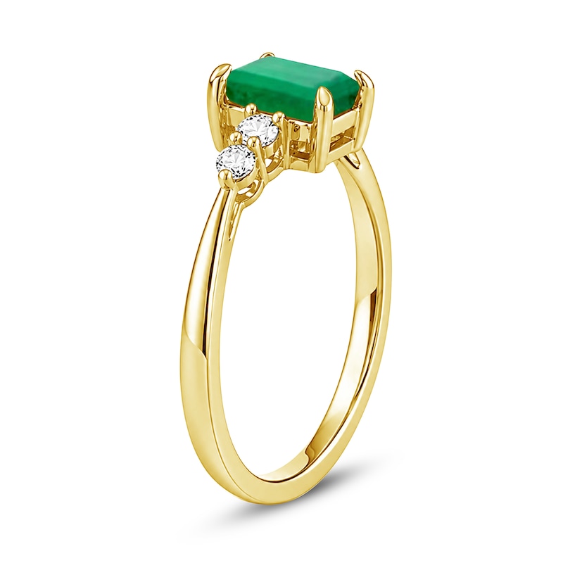Emerald-Cut Emerald and 0.15 CT. T.W. Diamond Fashion Ring 10K Gold