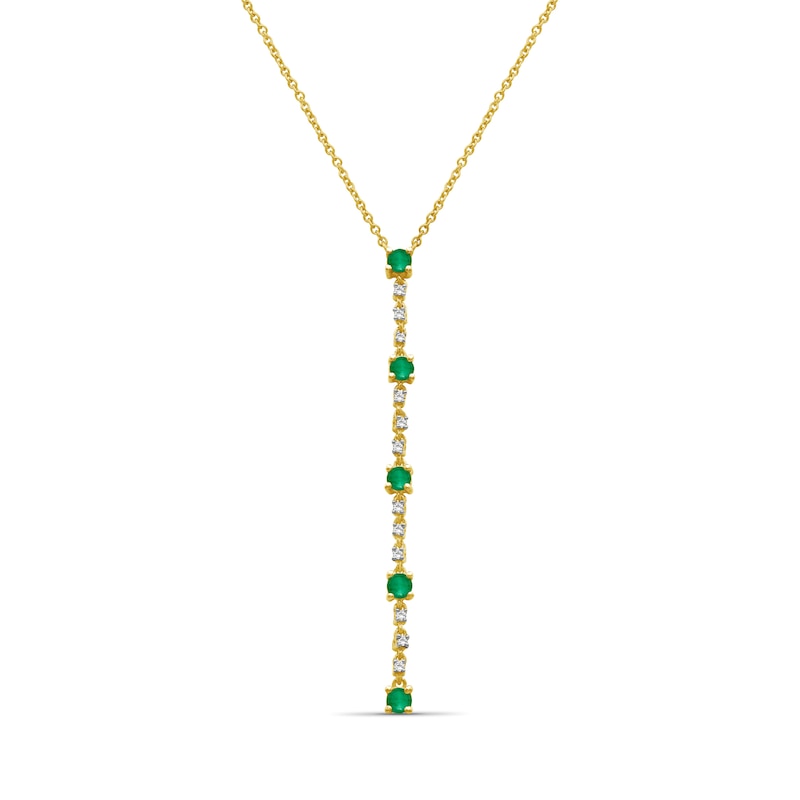 Emerald and 0.04 CT. T.W. Diamond Drop Necklace in 10K Gold - 18"