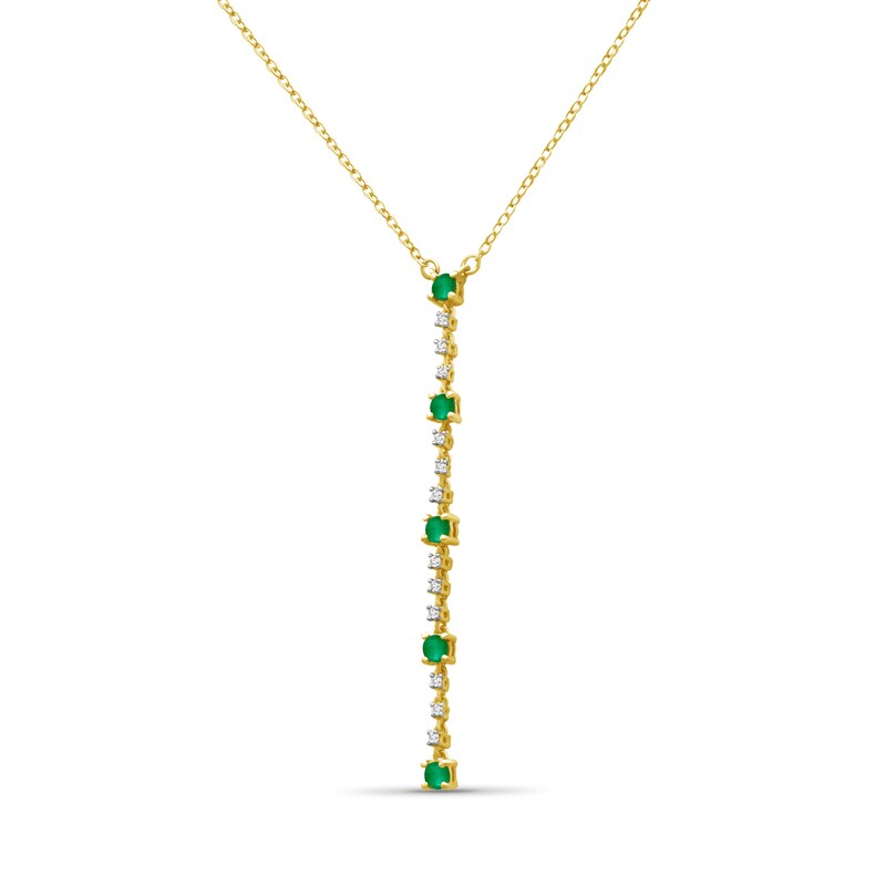 Emerald and 0.04 CT. T.W. Diamond Drop Necklace in 10K Gold - 18"