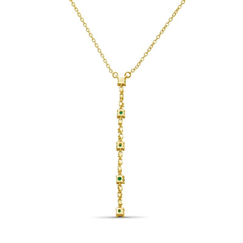Emerald and 0.04 CT. T.W. Diamond Drop Necklace in 10K Gold - 18"