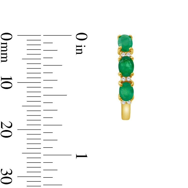 Oval Emerald and 0.04 CT. T.W. Diamond Hoop Earrings in 10K Gold
