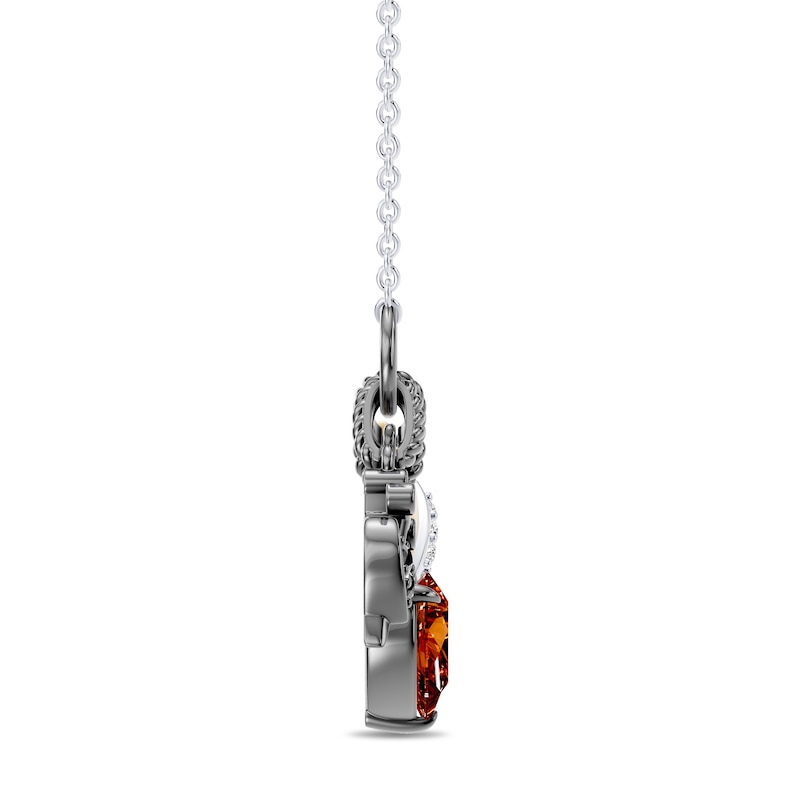 Enchanted Disney Villains Evil Queen Garnet, Onyx and Lab-Grown Diamond Accent Necklace in Sterling Silver with 14K Yellow Gold Plate (F/VS2) - 18"