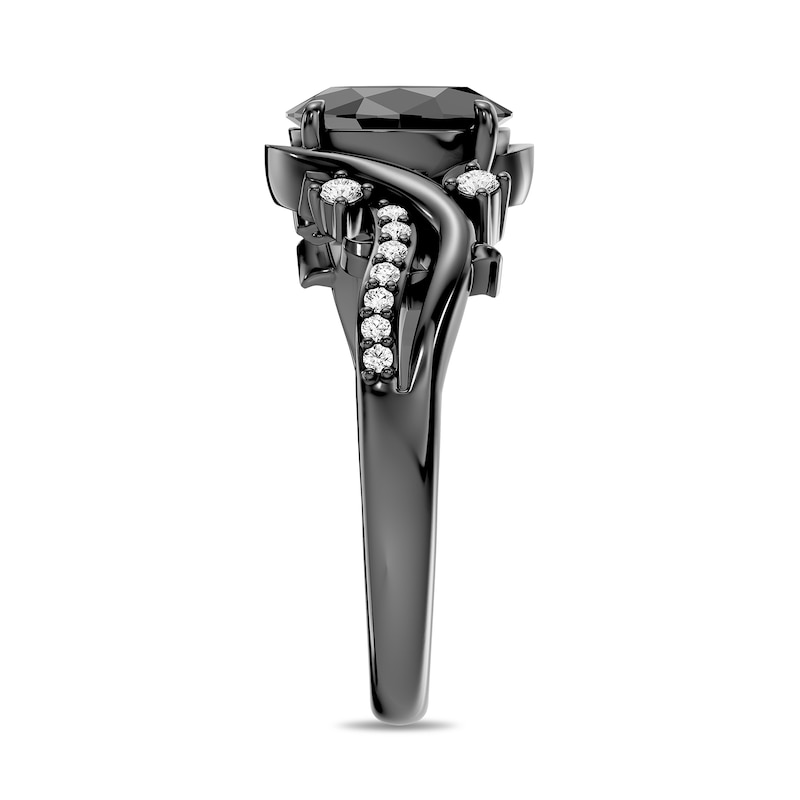 Enchanted Disney Villains Maleficent Oval Black Onyx and 0.06 CT. TW. Lab-Grown Diamond Thorn Ring Sterling Silver (F/VS2)