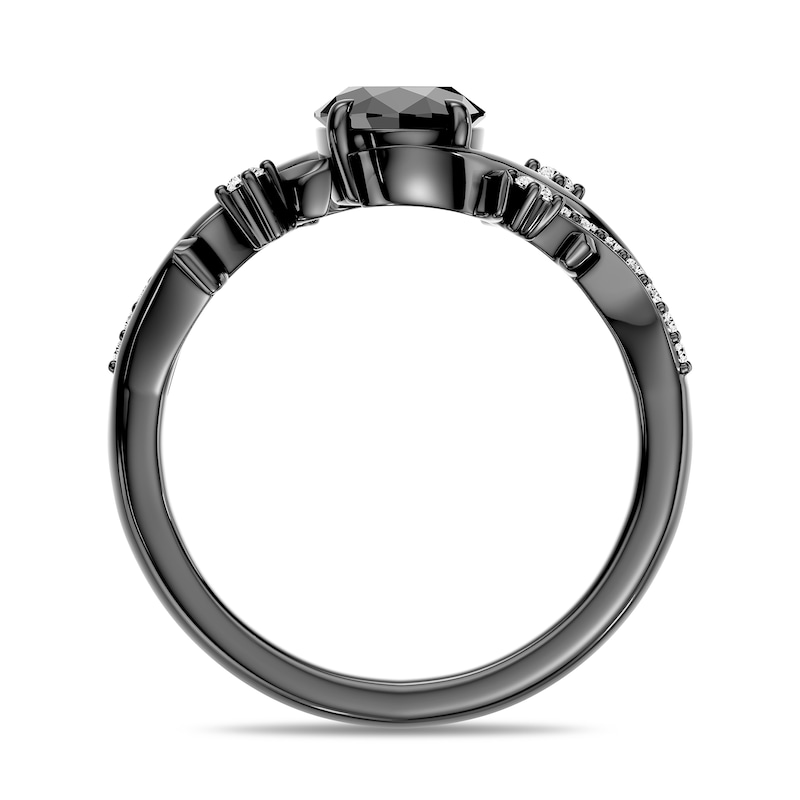 Enchanted Disney Villains Maleficent Oval Black Onyx and 0.06 CT. TW. Lab-Grown Diamond Thorn Ring Sterling Silver (F/VS2)