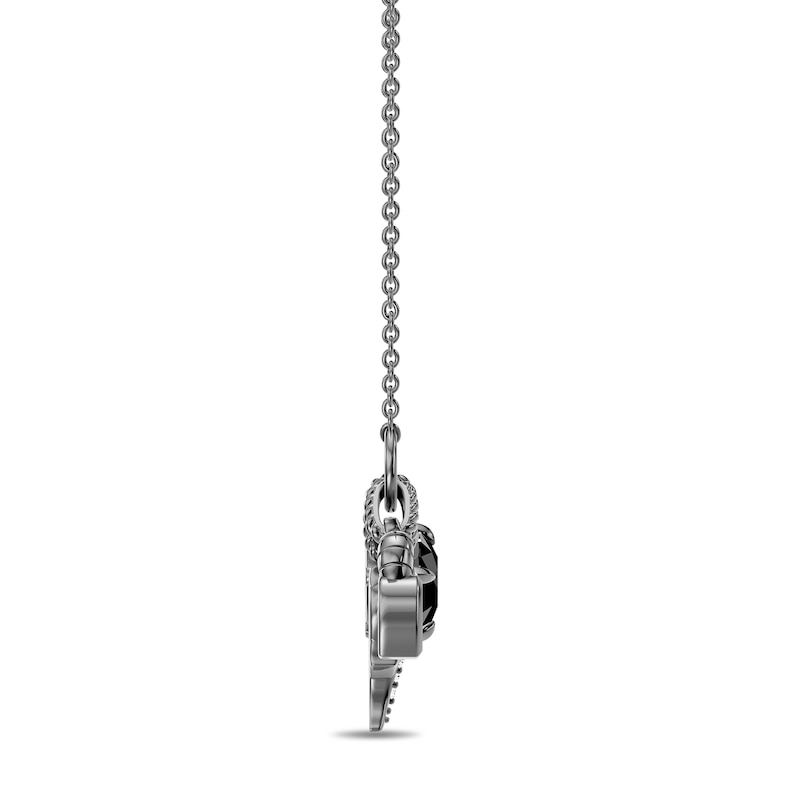 Enchanted Disney Villains Maleficent Black Onyx and 0.08 CT. T.W. Lab-Grown Diamond Necklace in Sterling Silver (F/VS2) - 18"