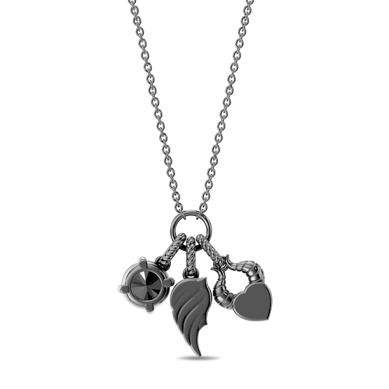 Enchanted Disney Villains Maleficent Black Onyx and 0.08 CT. T.W. Lab-Grown Diamond Necklace in Sterling Silver (F/VS2) - 18"