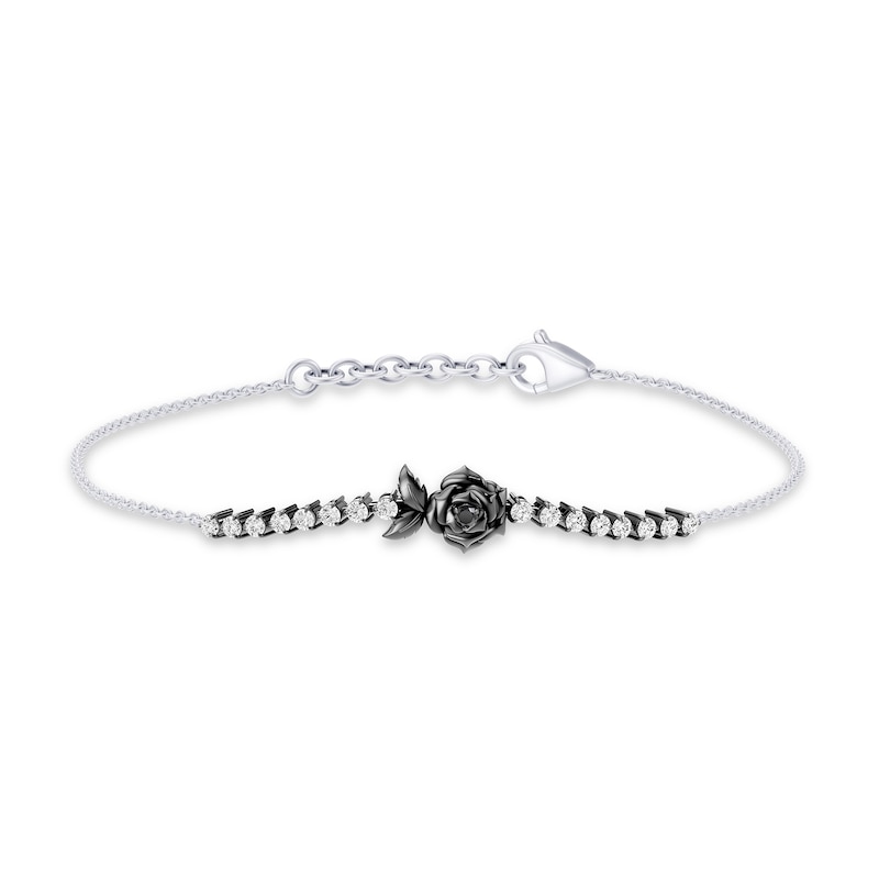 Enchanted Disney Villains Maleficent 0.45 CT. T.W. Lab-Grown Diamond Rose Bracelet in Sterling Silver (F/VS2) - 7.5"