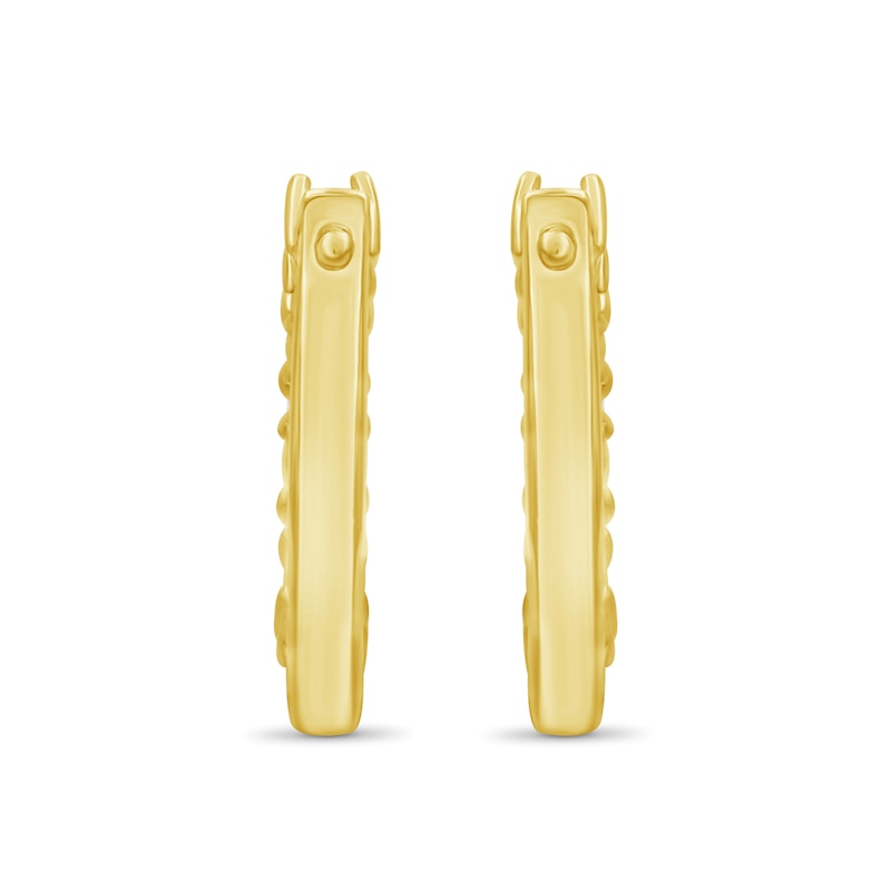 Emerald and 0.065 CT. T.W. Diamond Hoop Earrings in 10K Gold