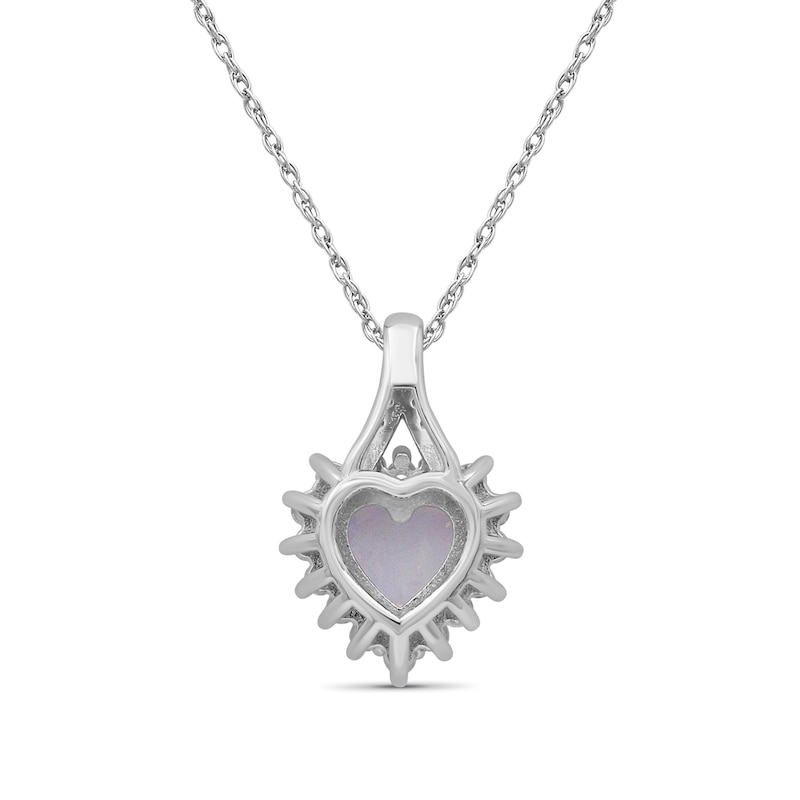 Heart-Shaped Lab-Created Opal and White Lab-Created Sapphire Necklace in Sterling Silver- 18"
