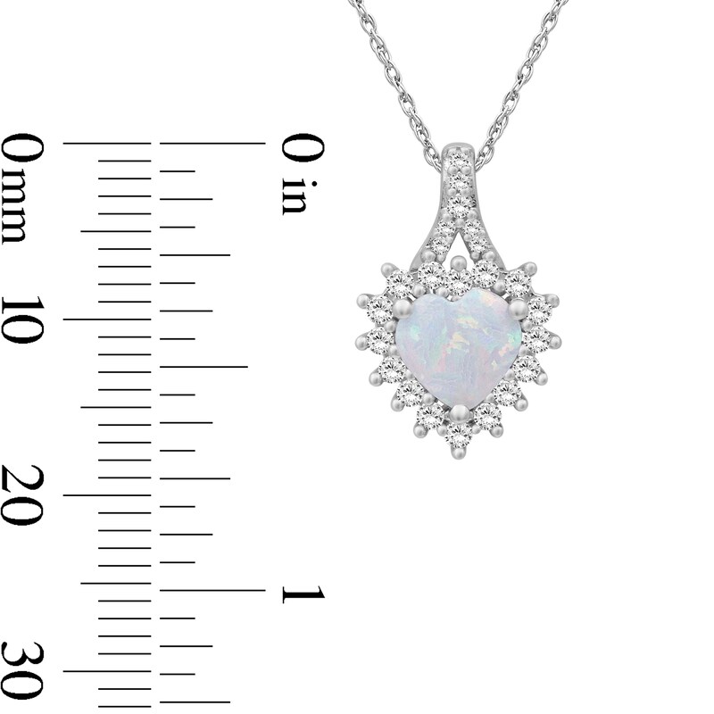 Heart-Shaped Lab-Created Opal and White Lab-Created Sapphire Necklace in Sterling Silver- 18"