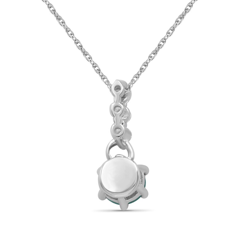 Emerald and 0.05 CT. T.W. Diamond Drop Necklace in 14K White Gold - 18"