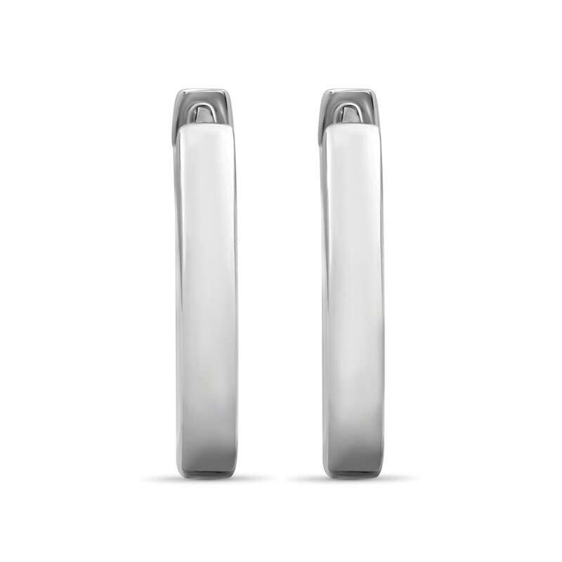 Lab-Created Sapphire Channel Hoop Earrings in Sterling Silver