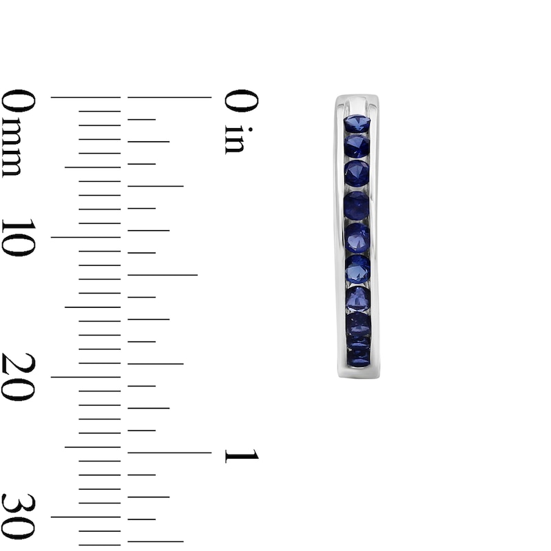 Lab-Created Sapphire Channel Hoop Earrings in Sterling Silver