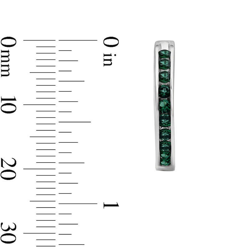 Lab-Created Emerald Channel Hoop Earrings in Sterling Silver