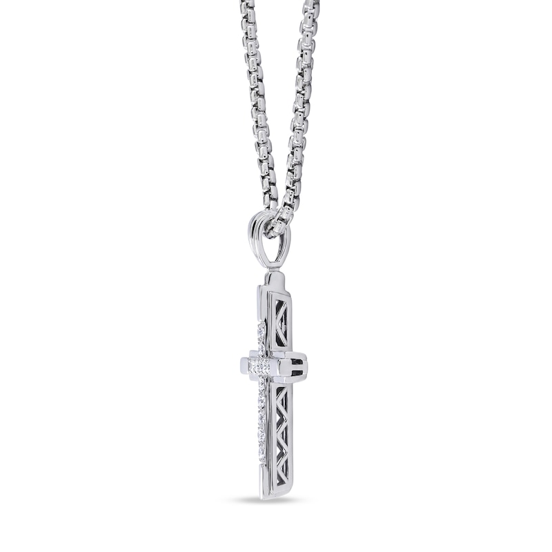 0.34 CT. T.W. Lab-Grown Diamond Cross Necklace in Sterling Silver (F/SI2) - 22"